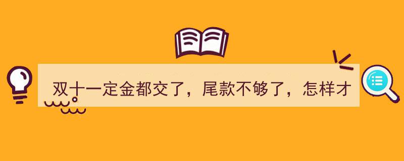 双十一定金已付，尾款紧张？教你巧妙筹钱，轻松应对财务缺口！"/