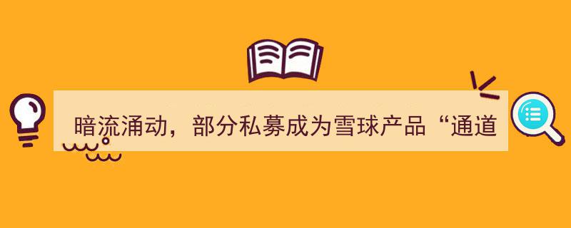 暗流涌动,部分私募变身为雪球产品“通道”，引发行业争议"/