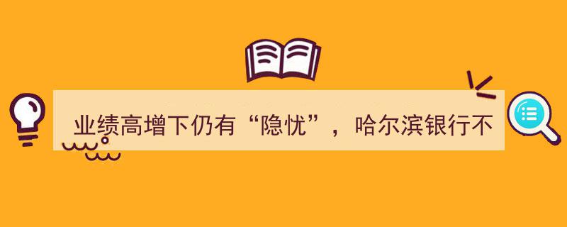 哈尔滨银行业绩高增下仍藏隐忧,不良率领跑城商行，市场关注风险点"/