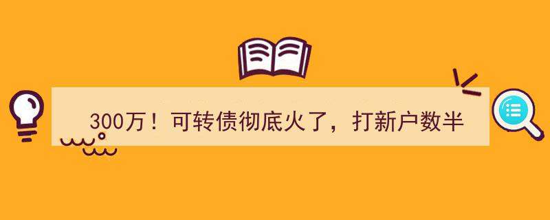 300万投资者涌入！可转债新热潮，打新人数半月激增100%，中一签轻松赚200元"/