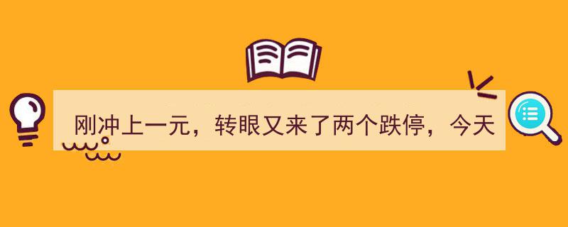 一元冲高转瞬跌停，抄底心酸,今日一字板，抄底者愁云密布！"/