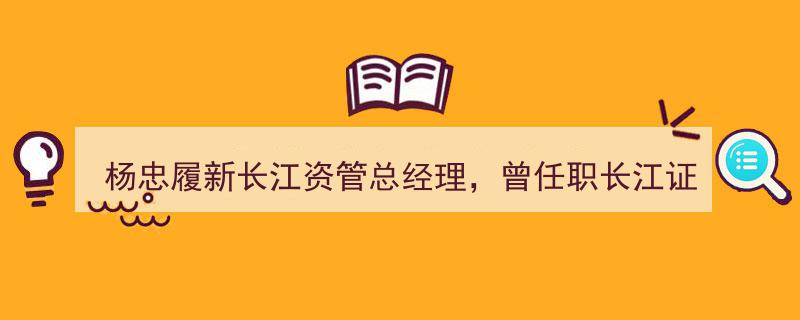杨忠履新长江资管总经理,前长江证券高管再攀金融高峰"/