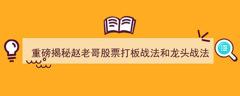 重磅揭秘,赵老哥股票打板与龙头战法，轻松学会高效打板技巧"/
