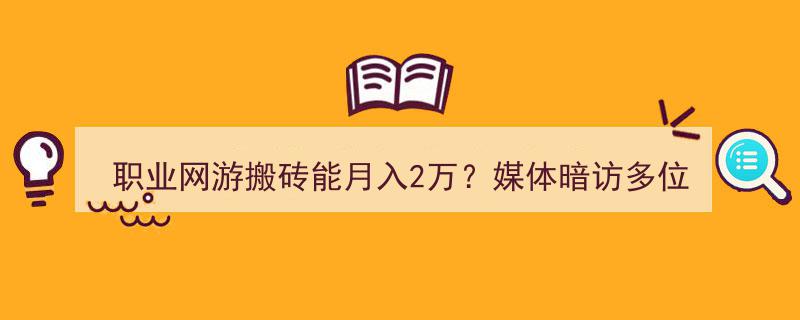 揭秘职业网游搬砖月入2万真相,媒体深入调查多位从业者内幕"/