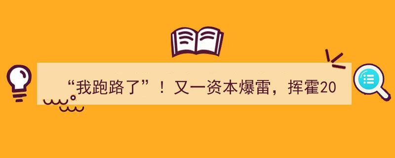 “资本惊雷！挥霍20亿后老板惊呼‘我跑路了’，巨额资金去向成谜”"/