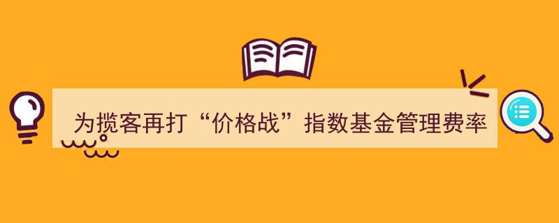 指数基金管理费率激战正酣,为揽客再掀“价格战”风暴"/