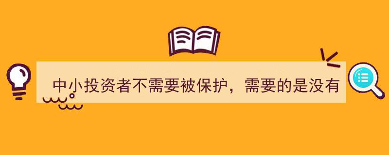 中小投资者无需额外保护,构建无漏洞公平公正交易环境才是关键"/