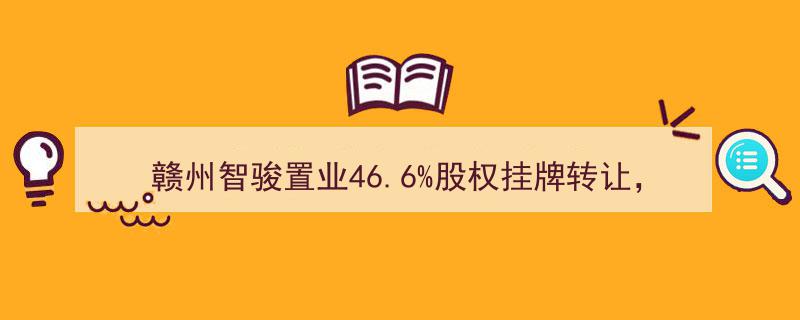 赣州智骏置业46.6%股权公开挂牌转让，底价约5960万元引关注"/