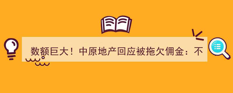 数额巨大！中原地产发声,回应佣金拖欠，称不具备提前垫付能力"/
