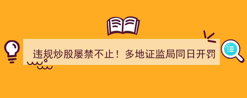 违规炒股现象屡禁不止！多地证监局同步开罚单，关键细节首次曝光"/