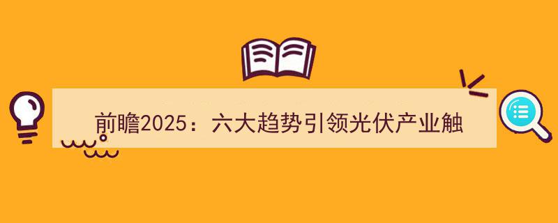 前瞻2025,六大产业趋势驱动光伏产业实现触底反弹新篇章"/