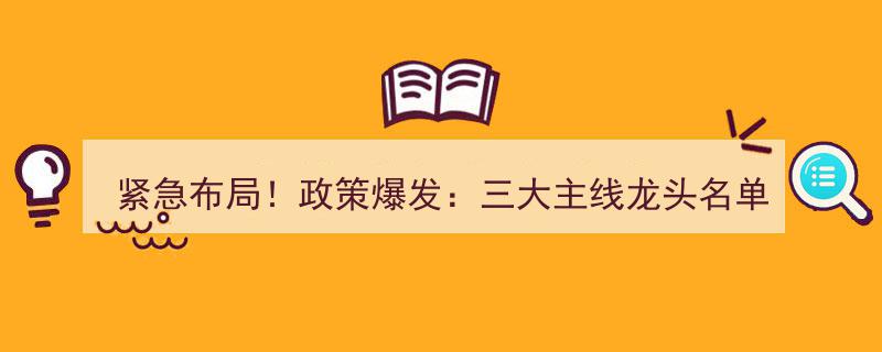 紧急布局！政策爆发,揭秘三大主线龙头名单，这些板块蓄势待发，暴涨逻辑即将揭晓！"/