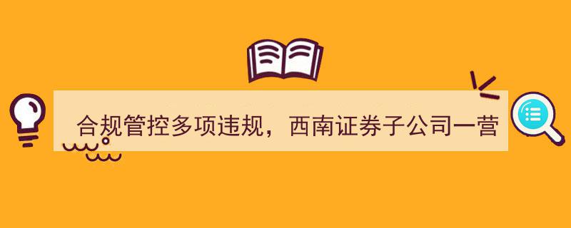 西南证券子公司营业部因多项违规行为被出具警示函，合规管控显严"/