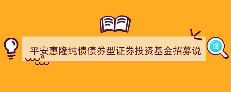 平安惠隆纯债债券型证券投资基金招募说明书（最新更新）概览"/