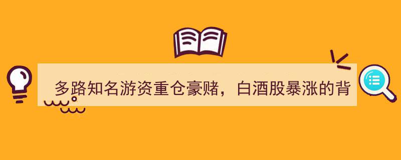 多路知名游资联手押注，揭秘白酒股飙升背后的神秘推手"/