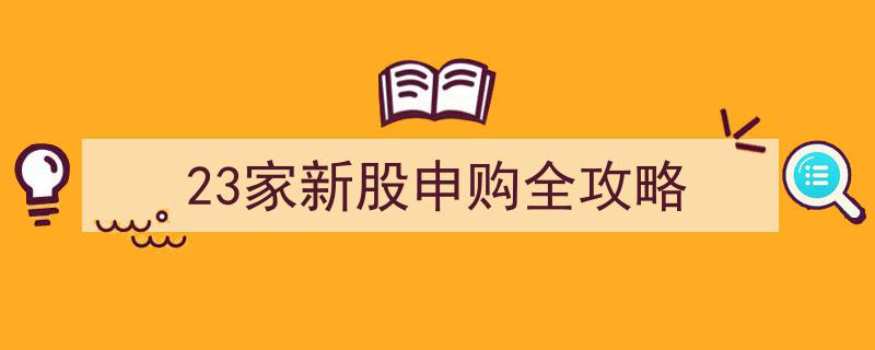 23家新股申购全解析,攻略揭秘，抢购指南"/