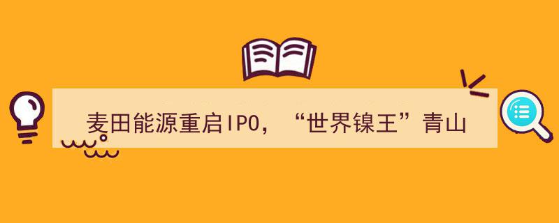 麦田能源重启IPO，青山集团“世界镍王”新能源布局战略蓝图初现端倪"/