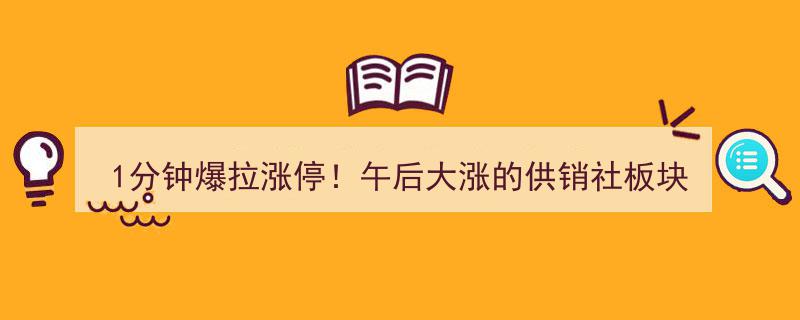 1分钟狂飙涨停！揭秘午后供销社板块大涨背后的关键信息"/