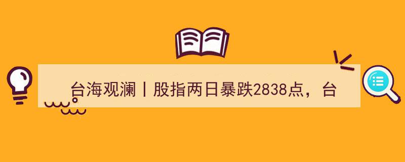 台海观澜,股指两日暴跌2838点，台湾经济出路何在？"/
