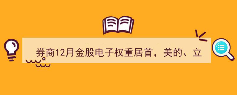 12月券商金股榜单揭晓,电子板块权重领先，美的、立讯精密、海光信息齐头并进热度冠绝榜单"/