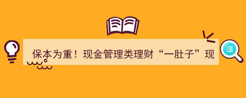 保本为重！揭秘现金管理类理财,一肚子现金、存款与同业存单的理财之道"/