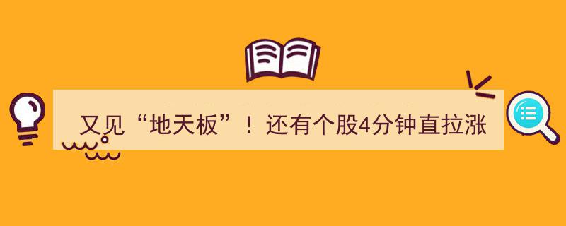 又见“地天板”！个股4分钟惊现涨停，神秘力量再现江湖"/