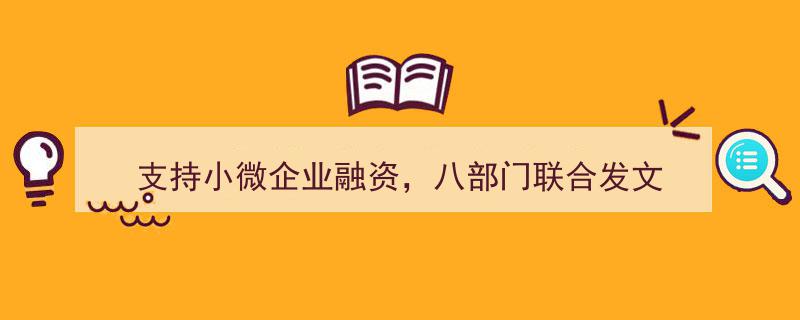 八部门联合发文，重磅支持小微企业融资新举措"/