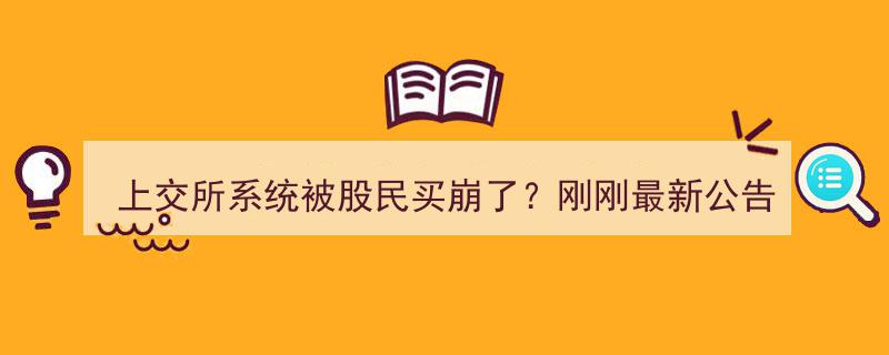 上交所系统惊现股民抢购狂潮？刚刚最新公告揭露真相！"/