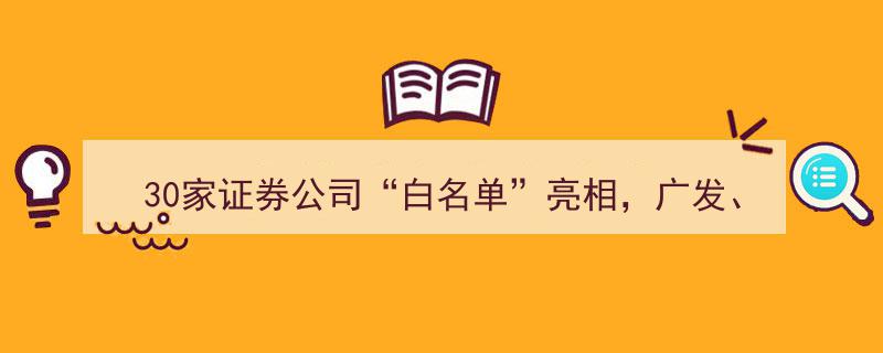 30家证券公司“白名单”揭晓,广发、兴业、财信新晋，今年三进三出，头部券商缺席引关注"/