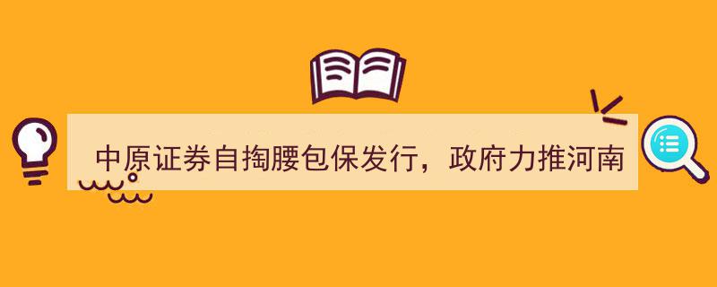 中原证券自主出资护航发行，政府鼎力支持河南资本市场建设"/