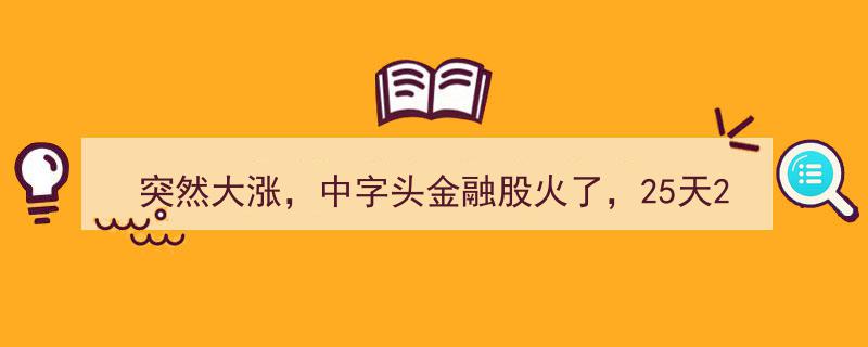 突发！中字头金融股狂飙，25日连涨22天！五只中字头股受双线资金追捧，高增长潜力股榜新鲜出炉"/