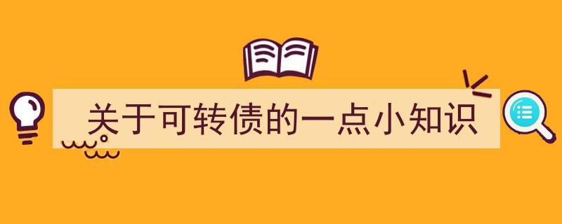 关于可转债的一点小知识,了解与投资的入门指南"/