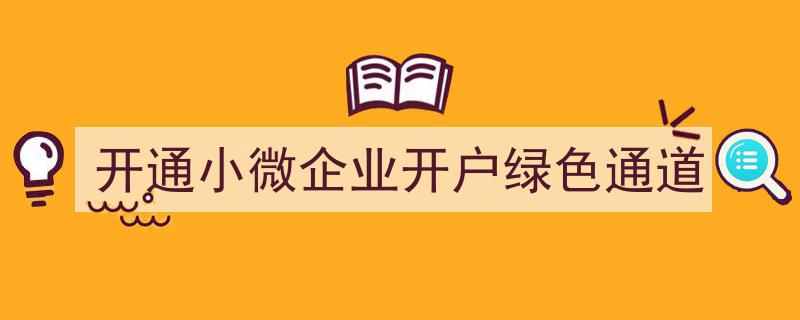 助力小微企业，快捷开通开户绿色通道服务新举措"/