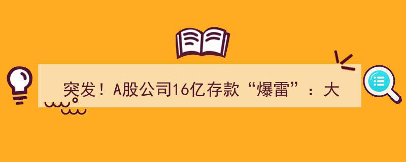 突发！A股公司16亿存款“爆雷”,大额提取受限，上交所紧急出手应对"/