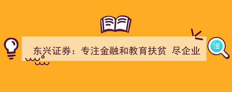 东兴证券,深耕金融领域，助力教育扶贫，践行企业公民社会责任"/