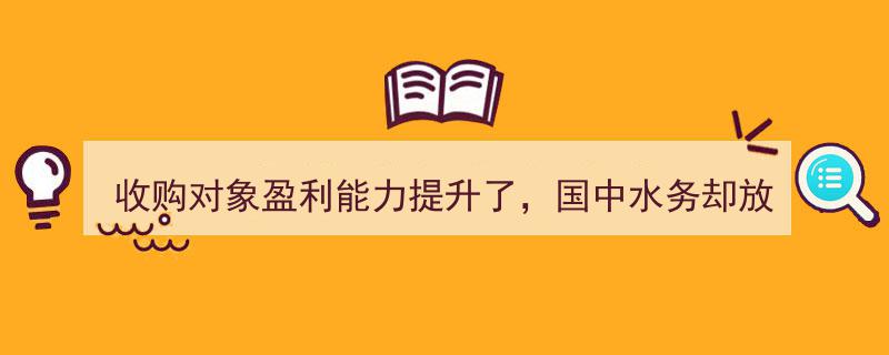 国中水务放弃盈利能力提升的收购对象,幕后原因引人关注"/