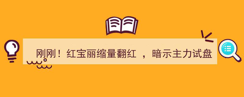 刚刚！红宝丽缩量翻红，主力试盘结束？揭秘市场动向！"/