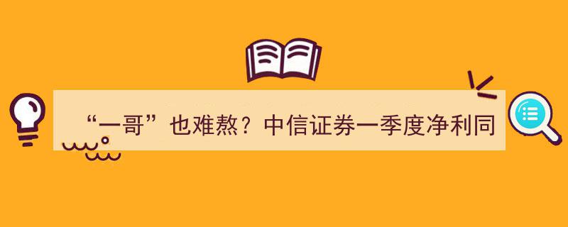 “一哥”中信证券一季度利润遇寒，净利同比下降8.47%，投行手续费收入锐减近六成"/