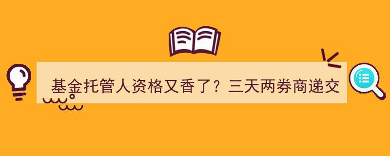 基金托管人资格热度攀升,三天内两券商递交申请，排队券商达6家，29家已获牌照"/