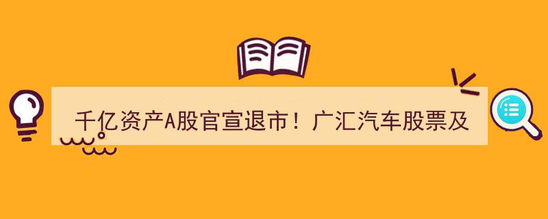 千亿资产A股巨头官宣退市,广汇汽车股票及转债将入驻股转系统退市板块"/