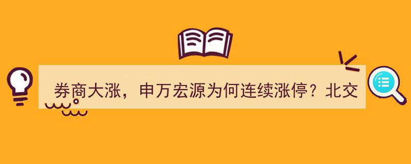 券商板块飙升，申万宏源连续涨停揭秘,北交所设立在即，哪家券商将成最大赢家？"/
