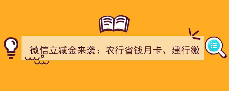 微信立减金狂欢来袭！农行省钱月卡、建行缴费小美好，优惠活动太给力！速来抢券！"/