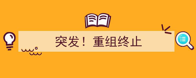 突发！重大重组计划终止，行业震动揭秘"/