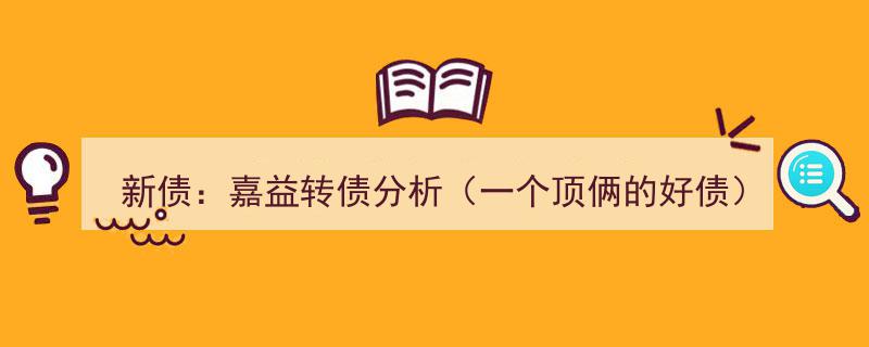新债解析,嘉益转债，投资价值高，一债顶双的优质选择"/