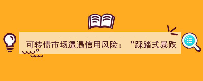 可转债市场信用风险爆发,踩踏式暴跌中，逆行者率先挺身而出"/