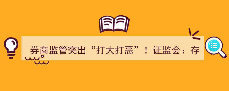 证监会重拳出击券商监管,严厉打击“大恶”行为，重大违规直接降级评价"/