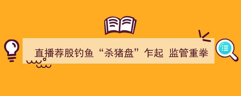 直播荐股成“钓鱼”新招数，“杀猪盘”风头乍起，监管重拳整治即将来临"/
