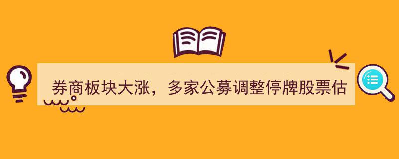 券商板块飙升，多家公募调整停牌股票估值策略，国泰君安、海通证券等领衔变革"/