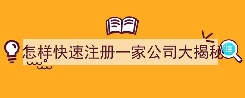 怎样快速注册一家公司,独家大揭秘与高效流程解析"/