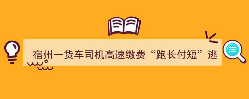 宿州货车司机高速“跑长付短”逃费3万，巧妙操作终获缓刑！"/